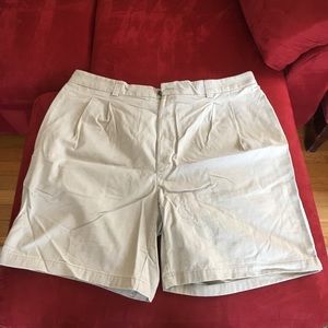 Khaki shorts. Big & Tall size 46 waist. Pleated. Great condition. Light tan/bone